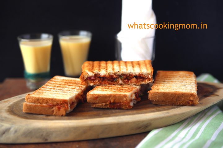 Masala grilled toast - ready in 5 minutes, vegetarian snack, breakfast, for kids lunch box, school tiffin recipe