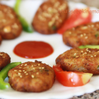 Nutty Sweet potato cutlets coated with sesame seeds
