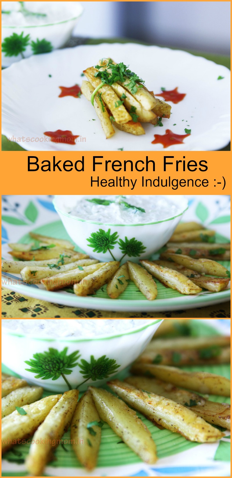 Oven Baked French Fries - healthy Indulgence, snack, appetizers, vegetarian, healthy