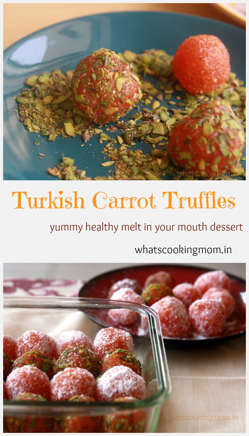 Turkish carrot truffles - yummy, easy to make, eggless desserts, winter foods, no baking 