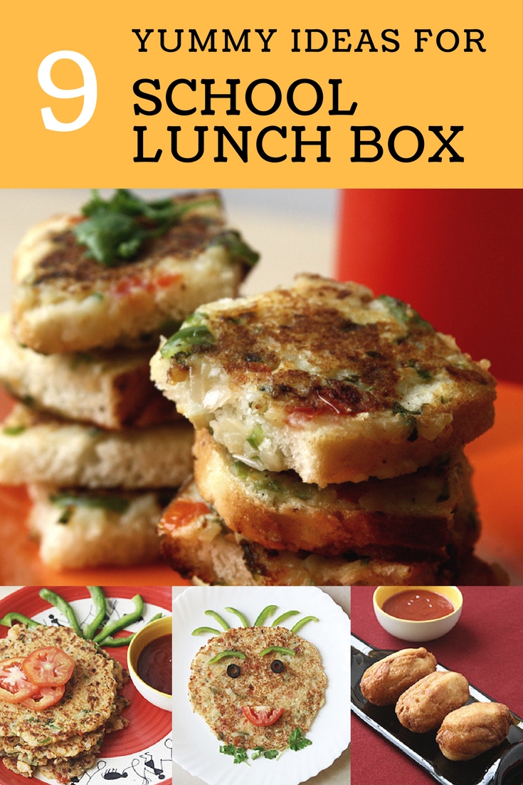 Collage of school lunch box ideas