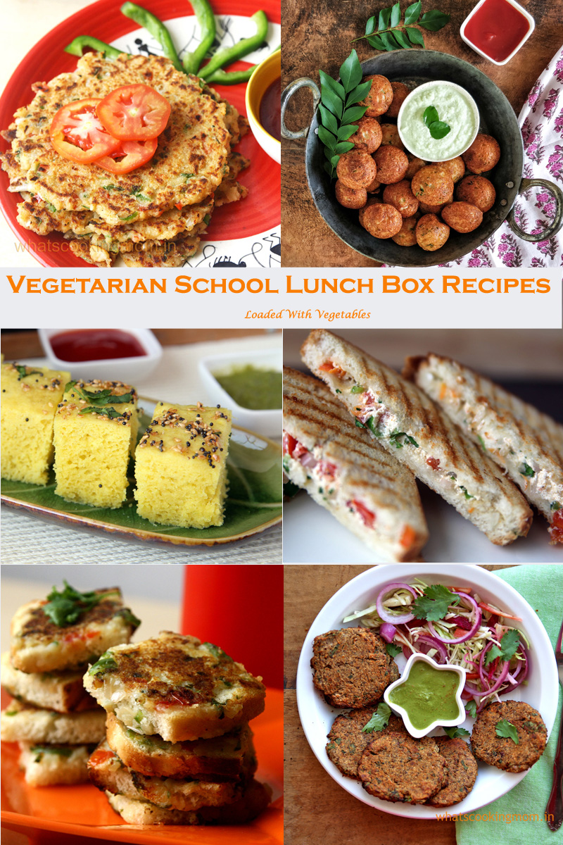 collage of school lunch box idea recipes