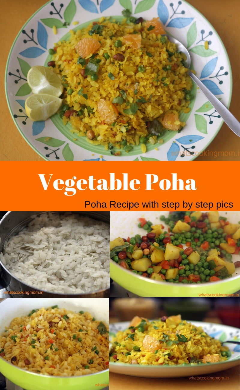 Poha with vegetables - yummy vegetarian Indian Breakfast or snack recipe