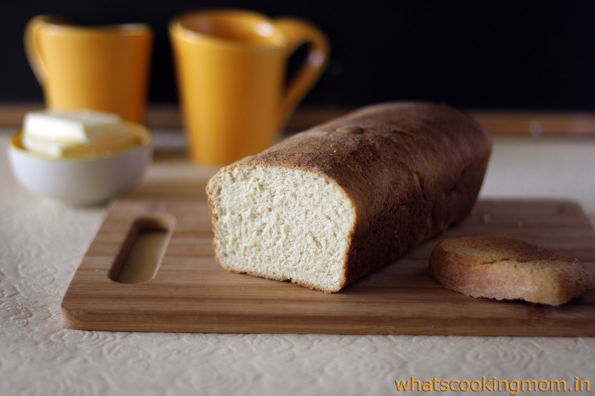 Homemade Bread - eggless bread recipe with step by step pics