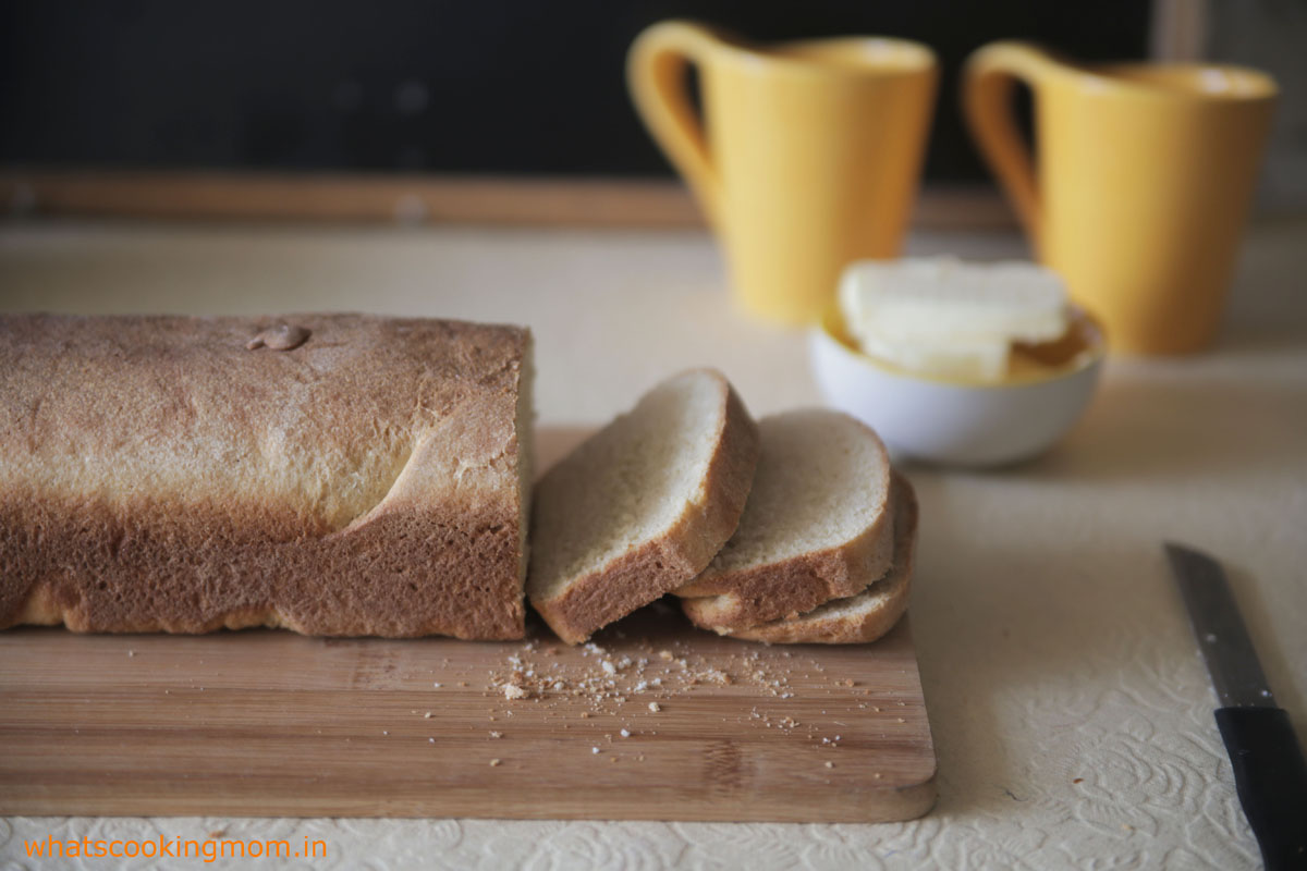 Homemade Bread - eggless bread recipe with step by step pics