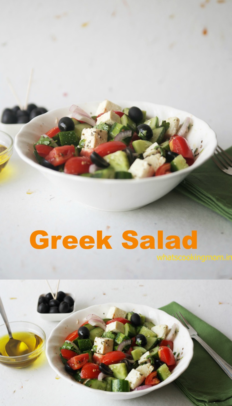 Greek salad made with cottage cheese