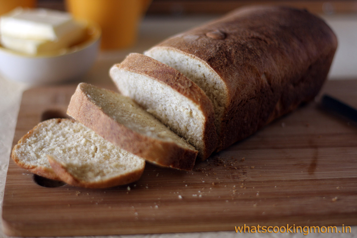 Homemade Bread - eggless bread recipe with step by step pics