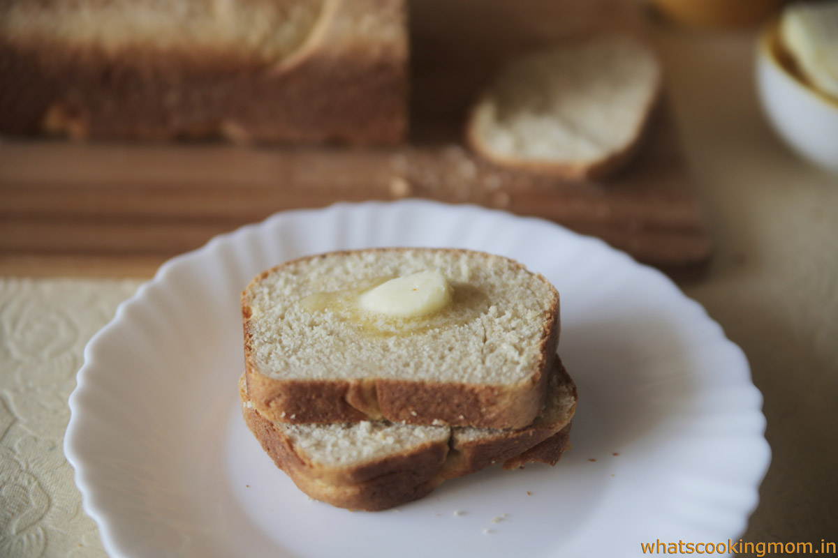 Homemade Bread - eggless bread recipe with step by step pics