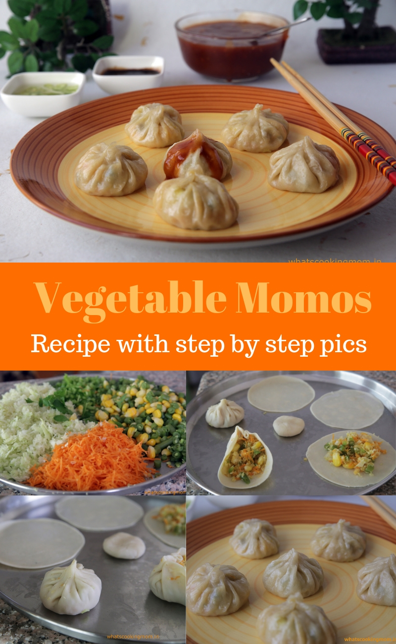 Veg momos - yummy vegetarian snack, appetizer filled with vegetables