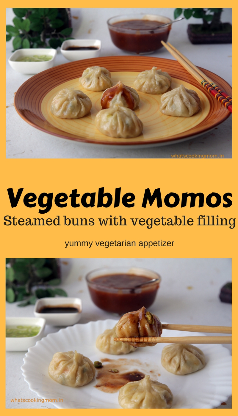 Vegetable momos - yummy vegetarian snack, appetizer filled with vegetables