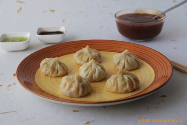 Vegetable momos - yummy vegetarian snack, appetizer filled with vegetables