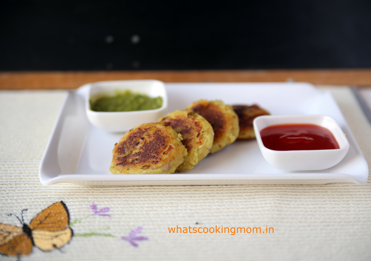 poha tikki - aloo tikki made with left over poha. healthy, Indian, Vegetarian, snack, breakfast, school lunch box ideas, kids tiffin 