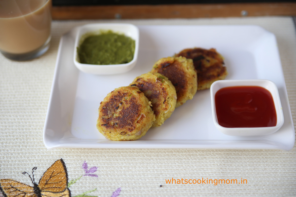 poha tikki - aloo tikki made with left over poha. healthy, Indian, Vegetarian, snack, breakfast, school lunch box ideas, kids tiffin 
