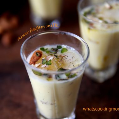 kesar badam milk - almond milk flavored with saffron