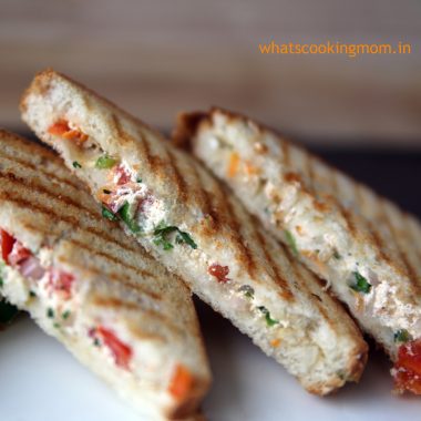 Hung Curd Sandwich-Healthy vegetarian snack, perfect for school lunch box, breakfast, tea time