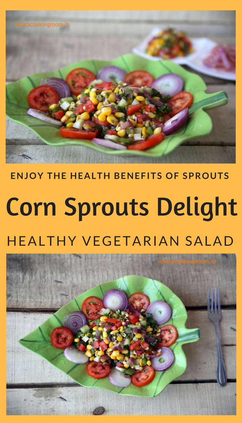 corn sprouts delight - #healthy #yummy #salad #vegetarian with corn and sprouts, #nutritious #lightmeal
