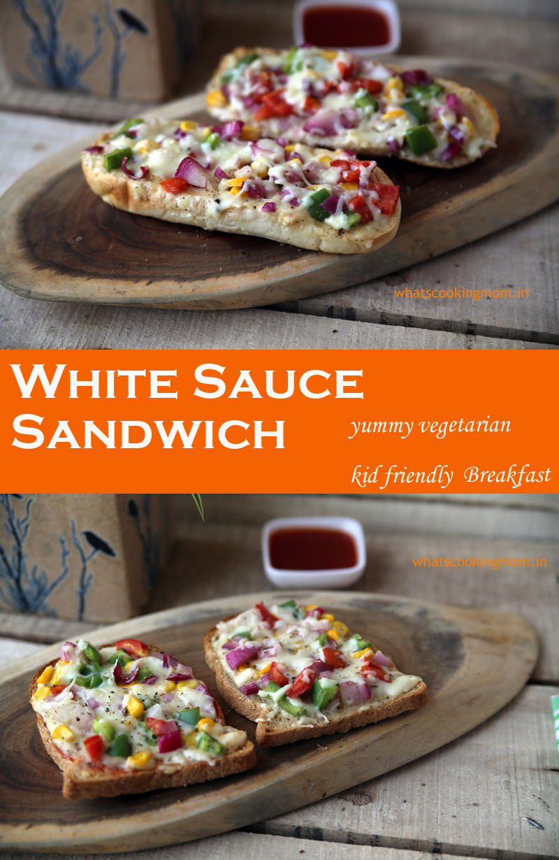 white sauce sandwich - yummy vegetarian kid friendly breakfast