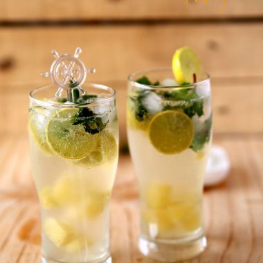 Virgin Pineapple Mojito - cool, sweet, tangy, refreshing mocktail