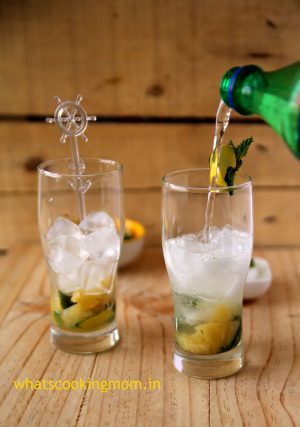 Virgin Pineapple Mojito - cool, sweet, tangy, refreshing mocktail