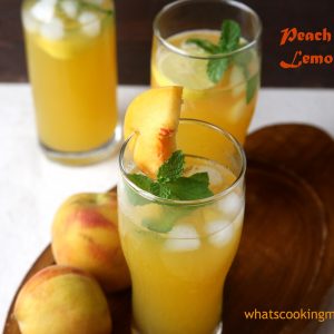 Peach lemonade - refreshing fruity healthy lemonade. #summers #drink #nonalcoholic #peach #lemonade #fruit