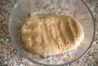Dough for whole wheat Cookies in a bowl on kitchen slab