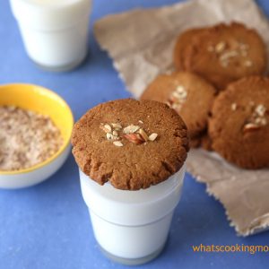 Eggless whole wheat almond Cookies
