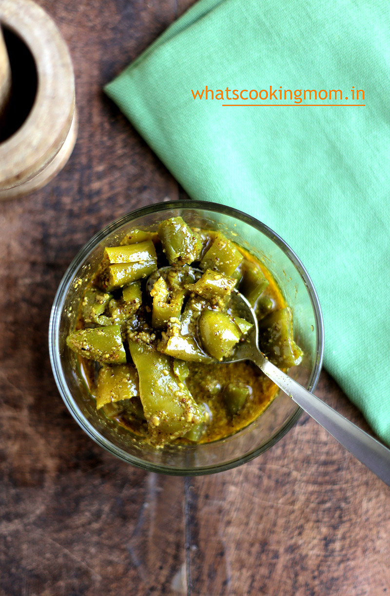 Hari Mirch Achar - easy to make green chili pickle, Indian, spicy, winter food
