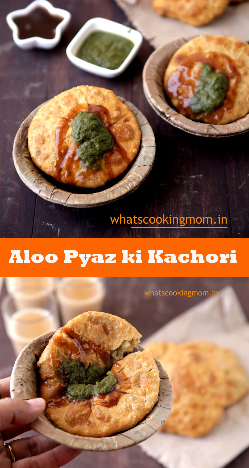 Aloo pyaz kachori - famous fried snack from rajasthan, breakfast, teatime snack, vegetarian
