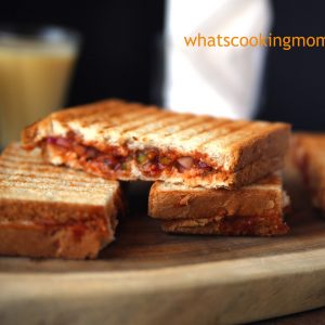 Masala grilled toast - ready in 5 minutes, vegetarian snack, breakfast, for kids lunch box, school tiffin recipe