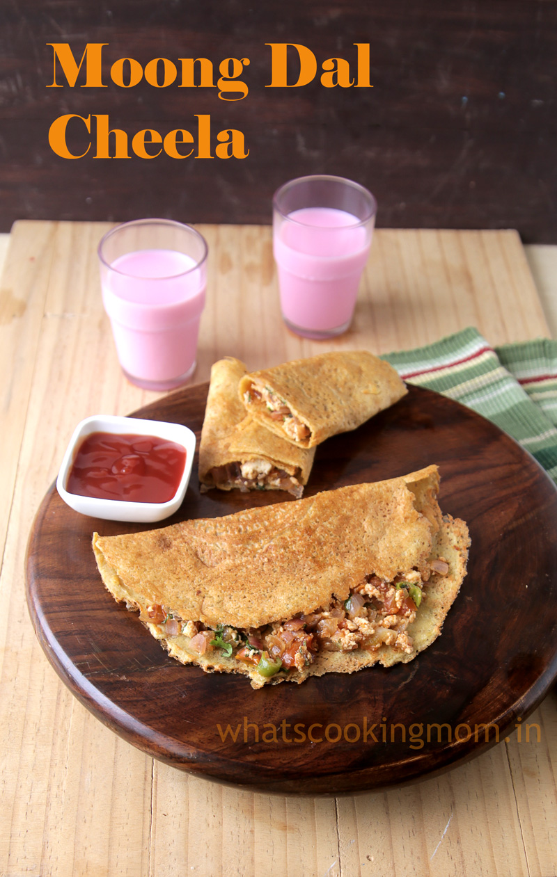 Moong Dal Cheela - lentil pancakes , healthy , vegetarian, snack, breakfast, kids tiffin box, Indian food