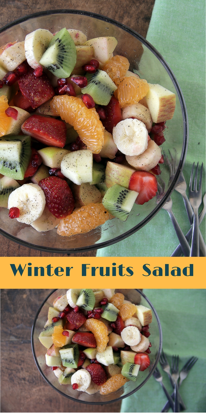 Winter Fruits Salad or fruit chaat collage