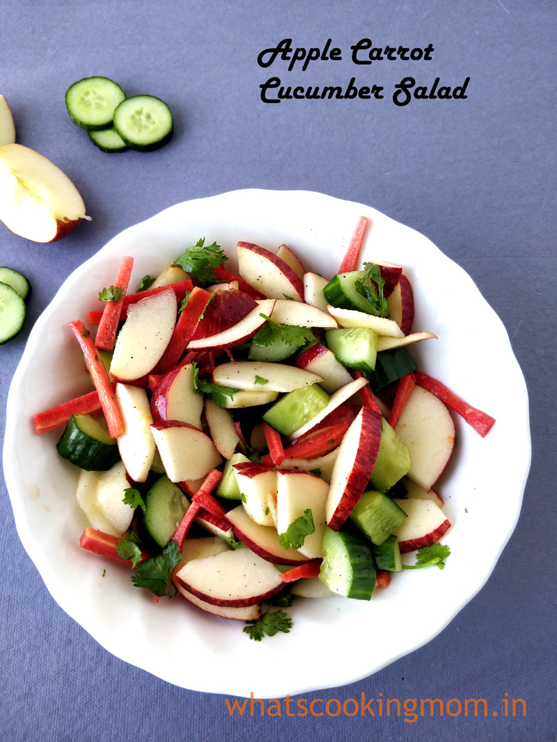Apple Carrot Cucumber salad with lemon juice honey Dressing #nutritious #healthy #vegetarian #salad 