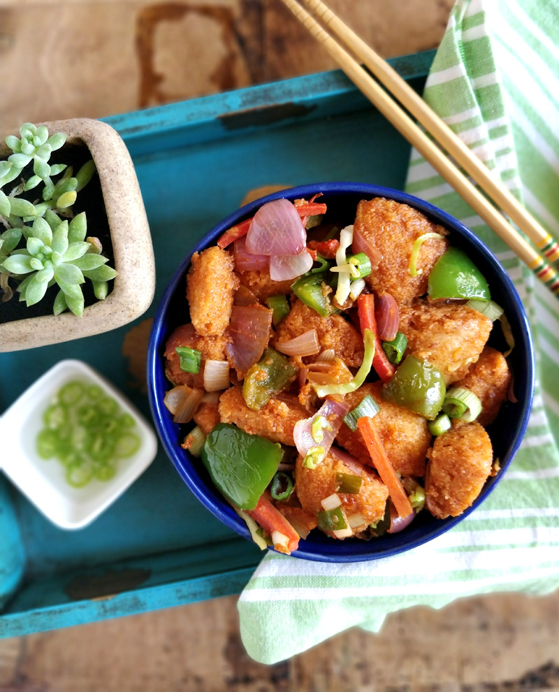 Chilli idli - chinese style idli made with leftover idlis, perfect for #breakfast, #snacks, #kidslunchbox