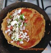 Besan cheela stuffed with cheese and vegetables