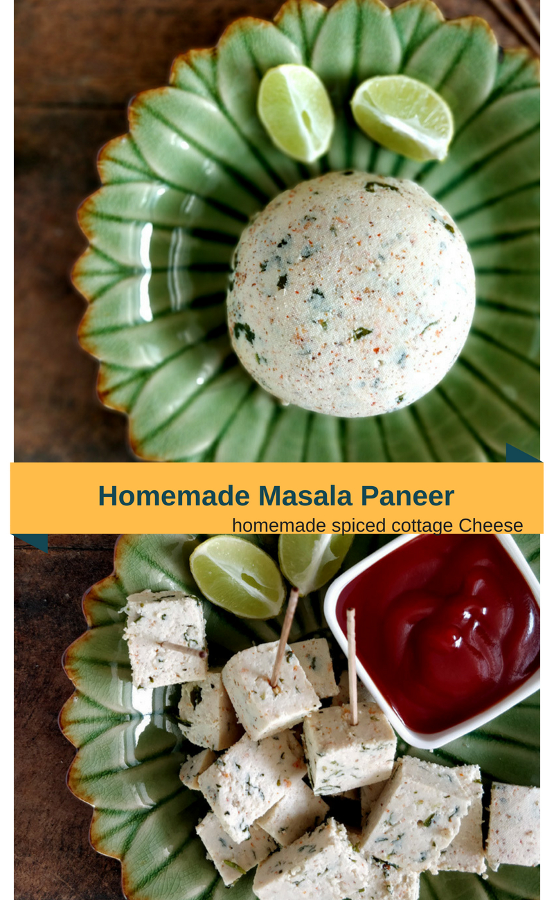 Homemade Masala Paneer - spiced cottage cheese, healthy vegetarian appetizer, nutritious, good for kids