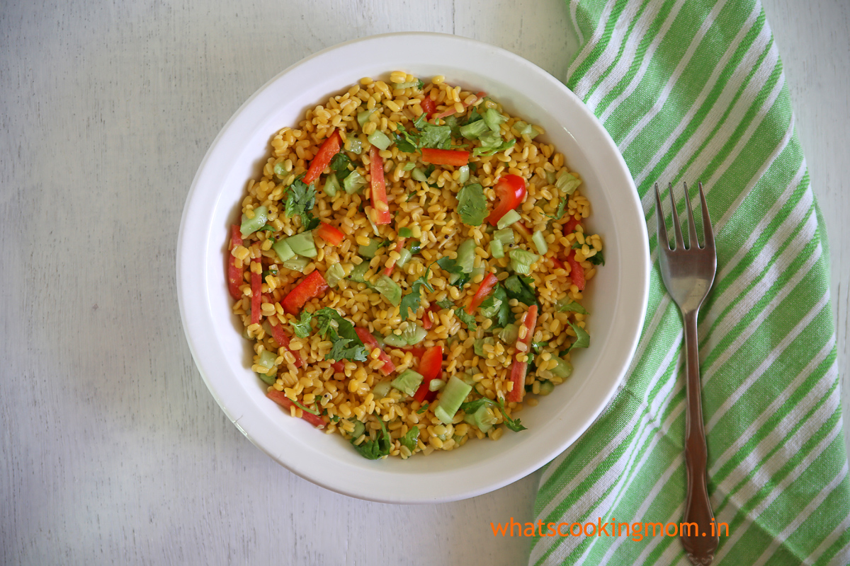 yellow moong Dal Salad #healthy #nutritious #salad loaded with #veggies makes a light #snack or #lunch