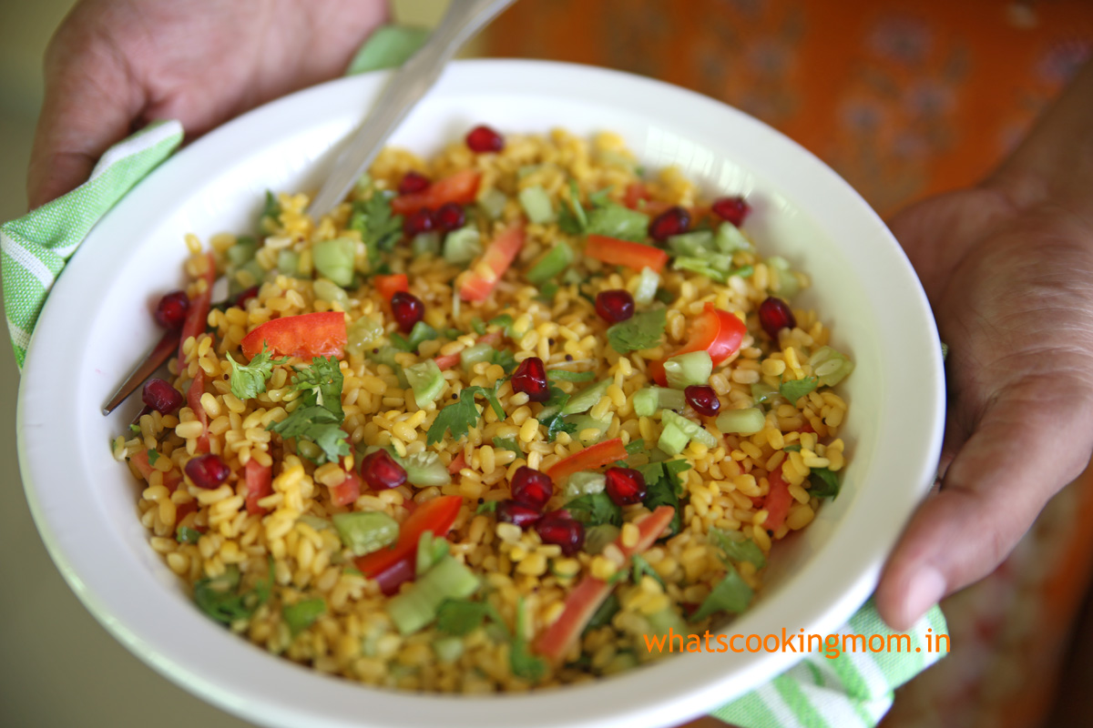 yellow moong Dal Salad #healthy #nutritious #salad loaded with #veggies makes a light #snack or #lunch