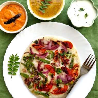 Uttapam recipe - #traditionalfood #southindian #breakfast made with fermented #dosa batter topped with vegetables