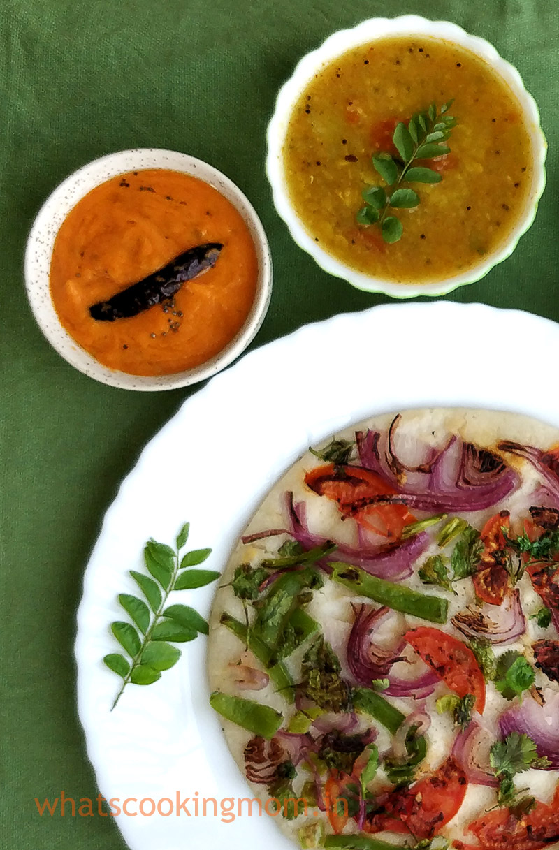 veggie loaded Uttapam served with sambhar and chutney