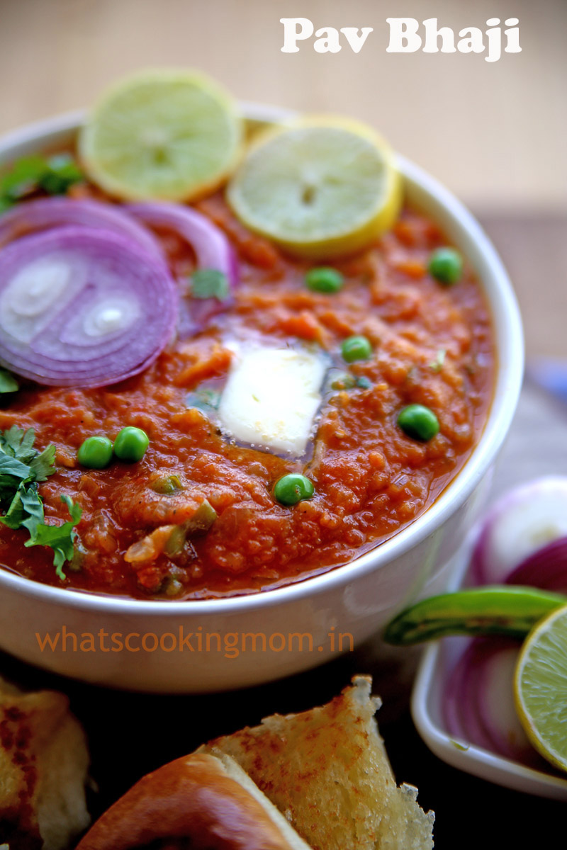 Pav Bhaji - Vegetarian Indian Street food from Mumbai made with mixed vegetables and potatoes